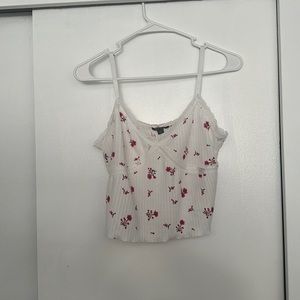 flowery tank top with lace trim